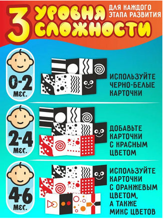 Контрастные карточки для новорожденных Printed books Открытая Книга