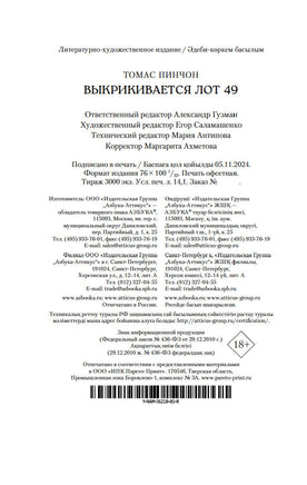 Выкрикивается лот 49. Пинчон Т.. Настроение читать Printed books Азбука