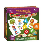 Детская деревянная игра Составляйка ENGLISH ALPHABET 25 двуст. карточек Board Games Нескучные игры