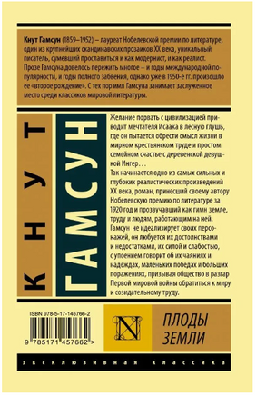 Плоды земли. Гамсун Кнут. Мягкий переплёт Printed books АСТ